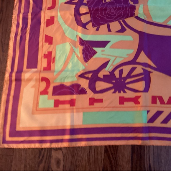Hermes “Puzzle”Orange and Purple Silk Scarf - Picture 5 of 9